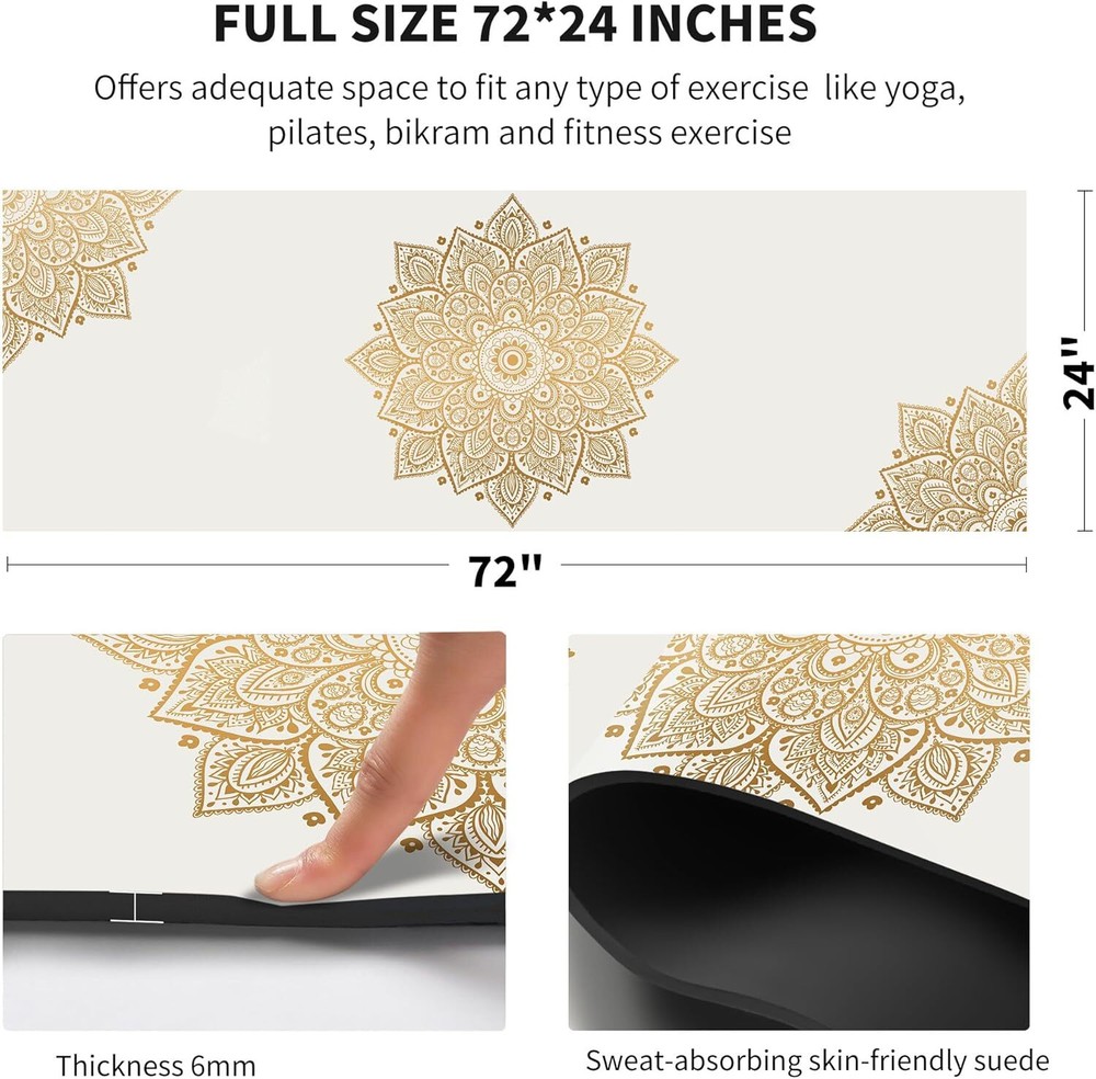 72x24 Extra Thick Non-Slip TPE Yoga Mat with Carry Bag for Fitness
