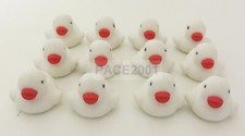 One Dozen White Rubbery Duck Shaped Erasers - EASTER Surprise