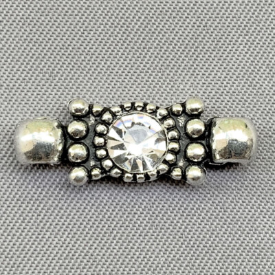 Crystal Rectangle 2 Loop Link 21x8mm Antique Silver Plated Alloy Q10 Per Pkg
