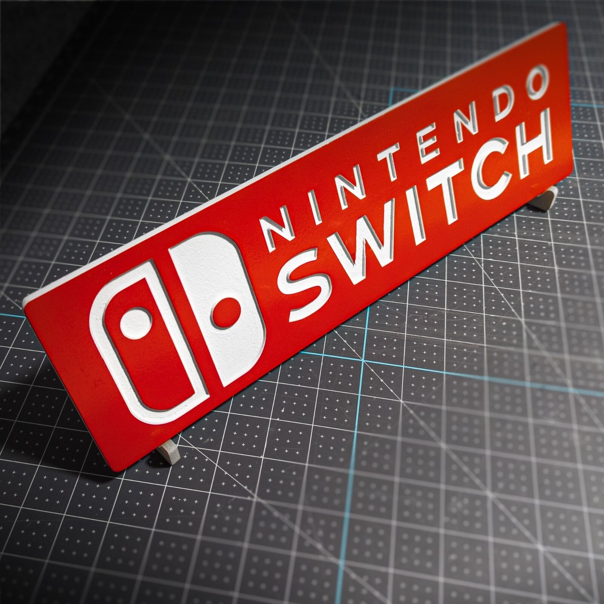 🎮 Nintendo Switch Logo Sign – CNC Engraved Wood Wall Art