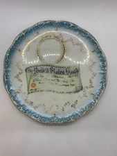 Early 1900s 8" United States Bank China Plate -- Design Has Check Dated 1910