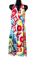 Lauren Ralph Lauren Silk Halter Maxi Dress Women 12 Baby Doll BOHO Tiers Y2K