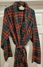 Vtg LLBean Mens Robe Red Scotch Plaid USA Large Tall Freeport Maine 80s 90's