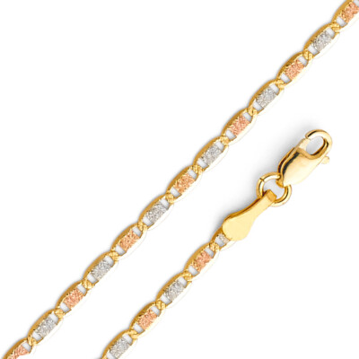 TGDJ 14K Tri Color 2,1 mm Valentono Kette Halskette für Damen und Herren
