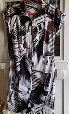 Peter Nygard Womens Black White Cap Sleeve Knee Length Midi Dress Size 8