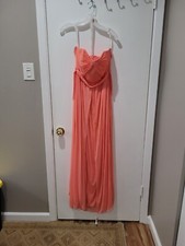 Davids Bridal Bridesmaid Off Shoulder Dress Pink Coral Size 10
