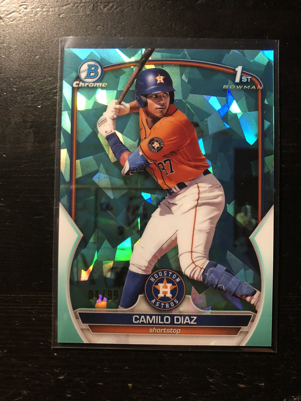 2023 Bowman Chrome Sapphire Camilo Diaz Aqua Refractor /99 #BCP-186 Astros Card
