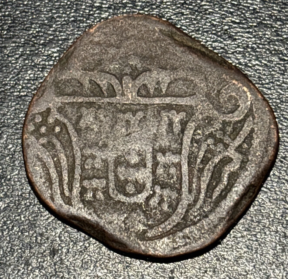 1768 Portugese India AE Bronze 12 Reis 15 Bazarucos Jose I Goa Mint Indian Coin - Image 2 of 4