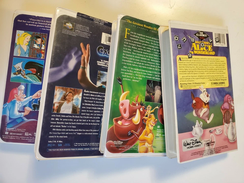 Classic VHS Children Cartoons Lot Lion King Pinocchio Casper & Alice Wonderland - Image 2 of 4