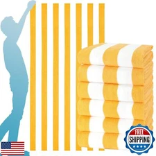 Genovega 6 Packs Oversized 72x40 Inch Stripe Beach Towel Thin Terry Set Extra