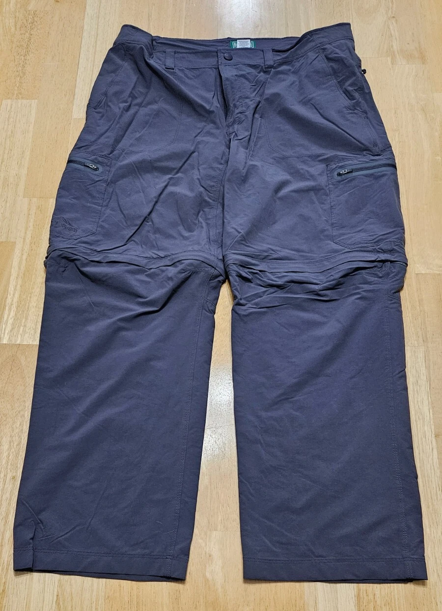 L.L. BEAN CONVERTIBLE CRESTA HIKING PANTS, ZIP OFF LEG, MEN’S, 38X30 ALLOY GREY