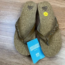 Reef Cushion Court Twist Flip Flops Sandals Coffee Women's Size 9 NEW