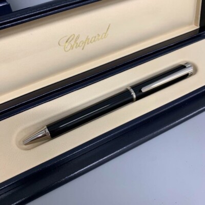 Chopard Black/Silver Logo Twisted Ballpoint Pen(Blue ink) wz/Box