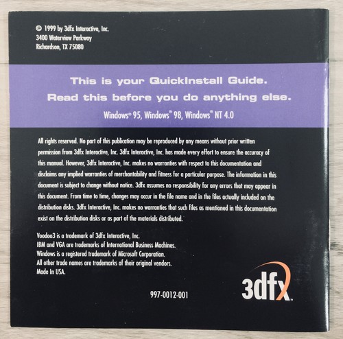 3dfx Voodoo3 2000 PCI 16MB Graphics Card, Upgradeable MEM, SGRAM Version, Poster - Picture 18 of 23