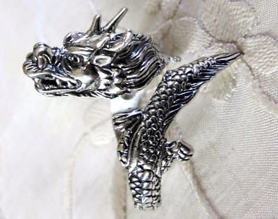 Sterling Silber Drachen Ring / Größe 7 / 925 Sterling Silber, 8,3 Gramm