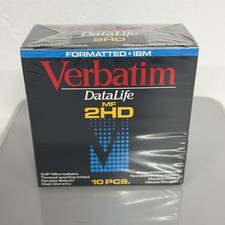Verbatim DataLife Diskettes MF 2HD IBM Formatted 3.5" 1.44MB 10-Pack 87410 90mm