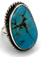Vintage Southwestern Sterling Silver Turquoise Ring Size 6.5