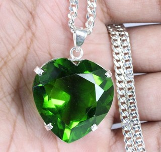 Colgante certificado peridoto verde oliva 64 65 quilates corazón piedras preciosas regalo buena suerte
