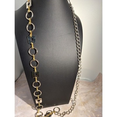 Artsy Mixed Metal Statement Necklace Geometric Chunky Avant Garde Runway Boho