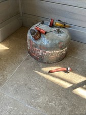 Vintage Eagle The Gasser Metal Gas Can - Gasoline Oil Canister. Wooden Handle.