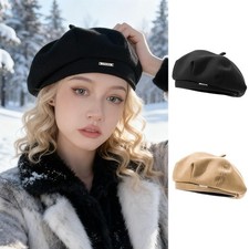 Winter Warm Beret Hat for Women - French Classic Retro Fashion Solid Color Cap U
