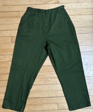Vintage 1950  s Side Zip Cotton Pants Dark Green Tag Sz 18 Misses Made In USA