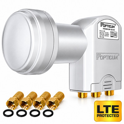 QUAD LNB DIGITAL Opticum 0,1dB ROBUST Switch 4 Teilnehmer SAT 3D LMB 8K UHD TV