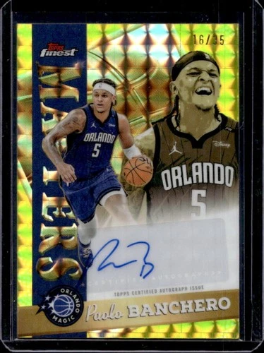 2025-26 Topps Finest Paolo Banchero Masters Auto Yellow Geometric Refractor #/35
