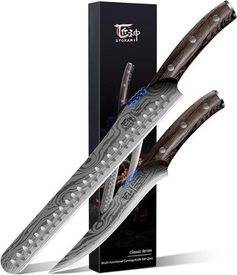 NEW Slicing & Carving 2 Knifes Set Syokami Ultra Sharp great for Roast, Ham, BBQ