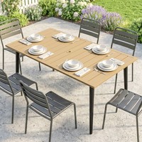 Outsunny Gartentisch 150X90Cm, Balkontisch Aus Stahl, Balkontisch Mit Schirmloch