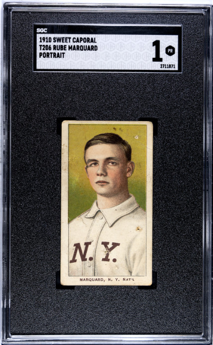 1910 T206 Sweet Caporal Rube Marquard HOF Portrait - SGC 1