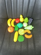 Vintage Lot of 16 Fruit Vegetables Plastic Kitchen Play Fruit Vegetables Pretend