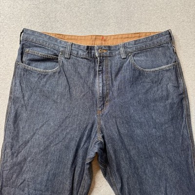 Duluth Flex Jeans Mens 42x30 Blue Denim Faded Cotton Workwear Utility Adult