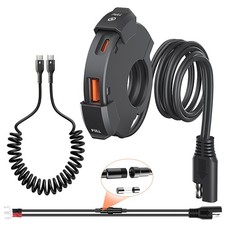 Dexumodbk Motorrad Ladeger&auml;t 18W QC3.0 USB und 30W PD Typ C Dual schwarz