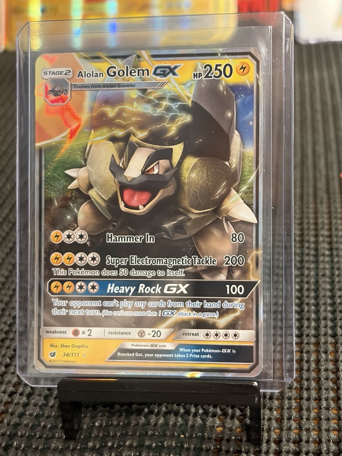 Pokémon Alolan Golem GX Holo Ultra Rare TCG Card Crimson Invasion 34/111