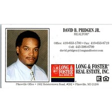 Long & Foster Real Estate Inc David B Pridgen Jr Pikesville MD Card STB7-BC14