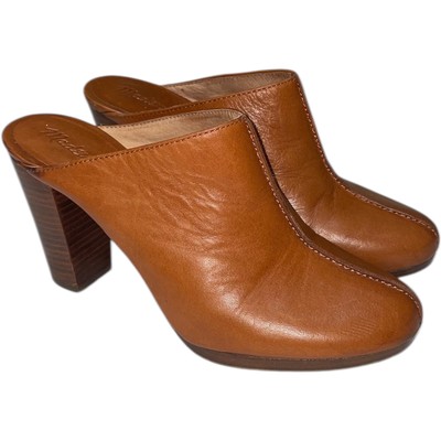 Madewell Brown Leather High-Heel Clogs Size: