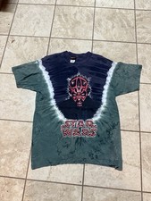 Vintage Star Wars Darth Maul Episode 1 Tie Dye Cotton Shirt Size L Rare 90s