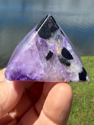 Charoite Pyramid Crystal Gem  107 gms  50 x 50 x 40 MM
