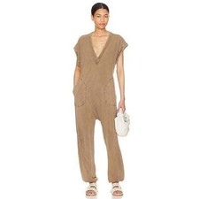 FP Movement Free People Hot Shot Jumpsuit Carob Cocoa Brown V-Neck Small NWT