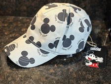Disney Mickey Mouse Baseball Hat Adult Adjustable Gray All Over Print   NWT
