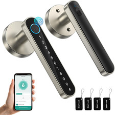 Smart Door Lock Fingerprint, Keyless Entry Door Lock with Handle, APP/IC Cards/C