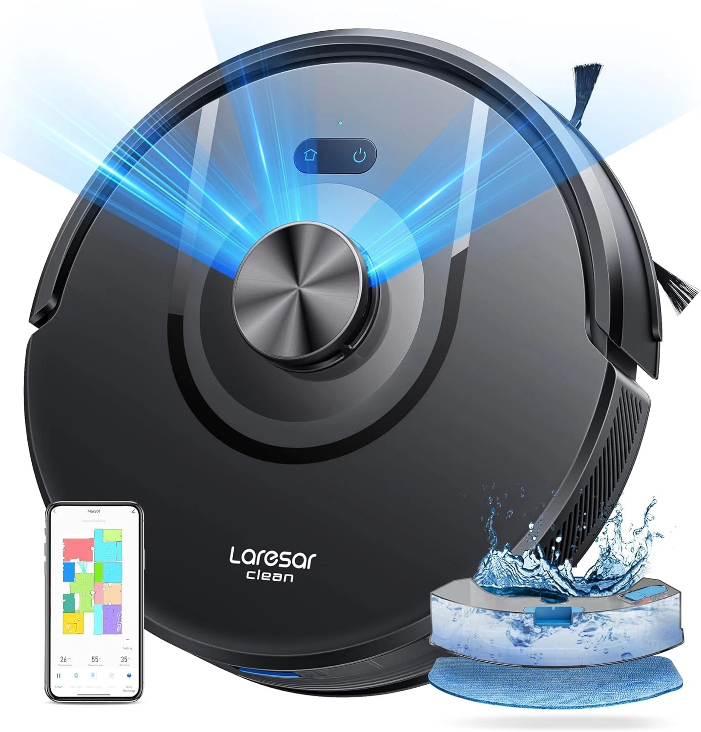 Laresar Clean Robot Vacuum Cleaner with Mop, Ultra Strong 5000Pa Robotic Vacuum