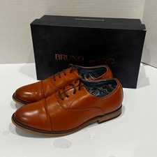 Bruno Marc Kids Brown Cap Toe Oxford Dress Shoes Lace Up Sz 4
