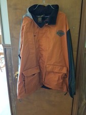 Harley Davidson Orange Black Nylon Lined Hooded Rain Riding Men&rsquo;s Large