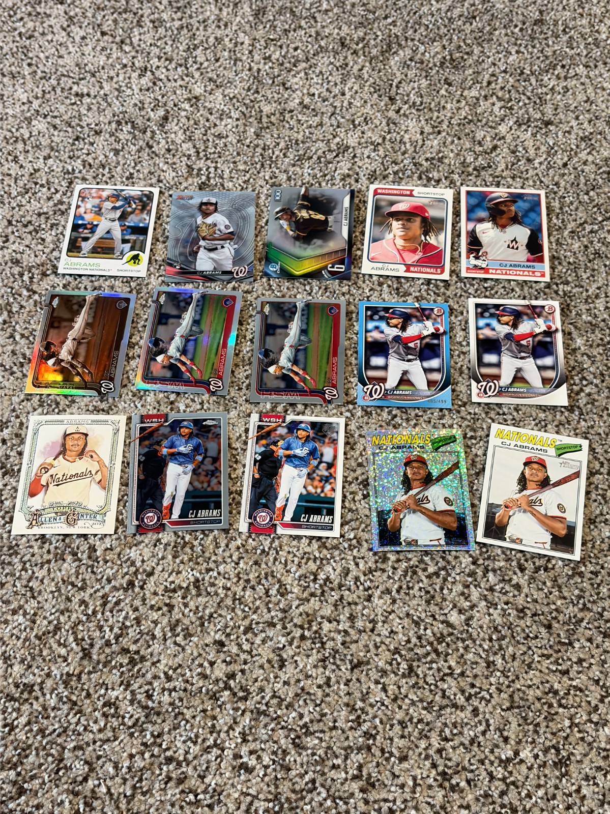 CJ Abrams 15 Card Lot RC Serial /499 Chrome Heritage Nationals