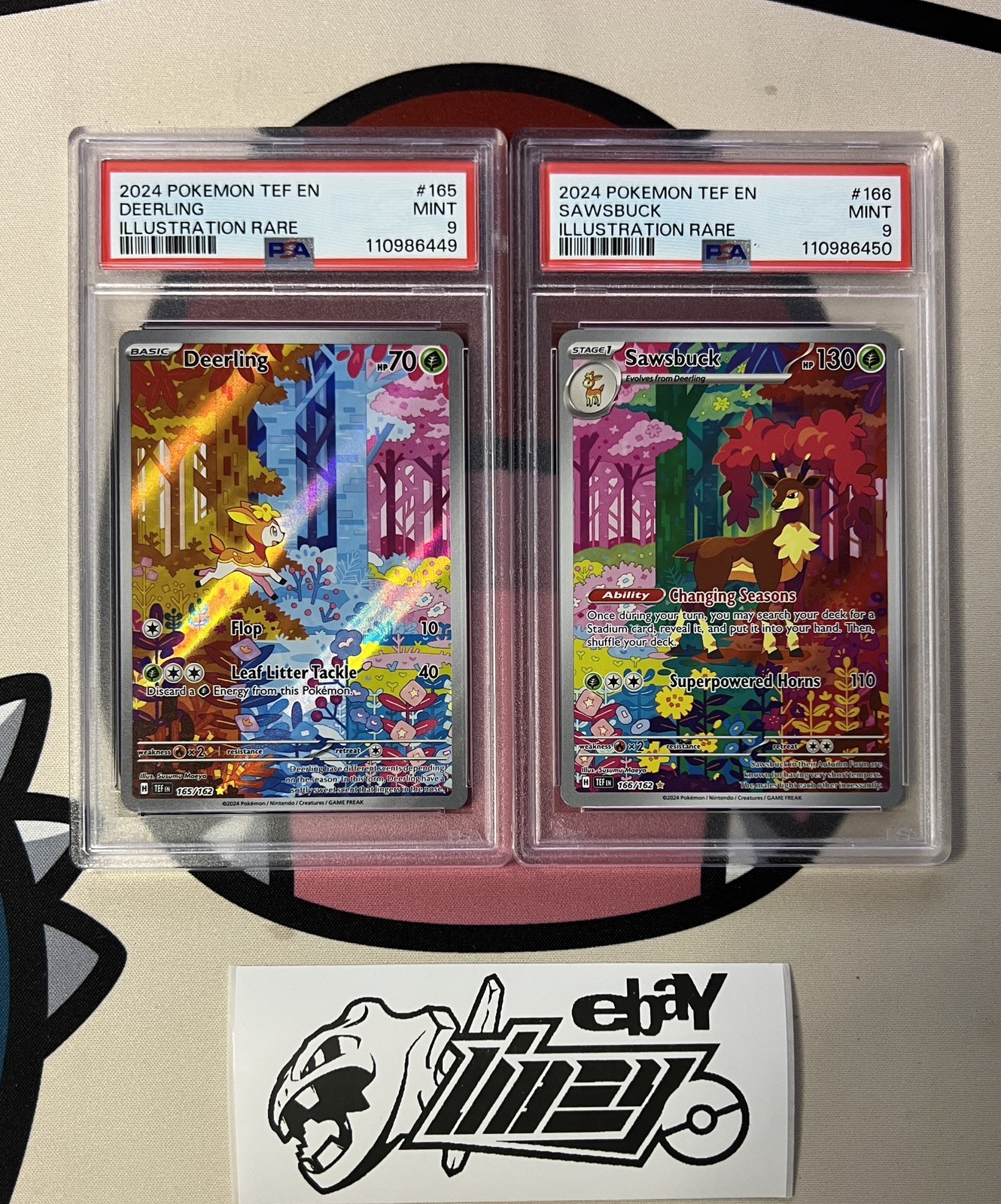 SEQUENTIAL PSA 9 Deerling & Sawsbuck 165/166 Temporal Forces Pokemon TCG