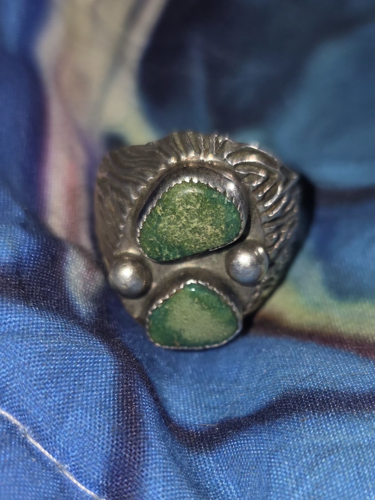 Unsigned Ring Green Turquoise Sterling Silver Nav… - image 13