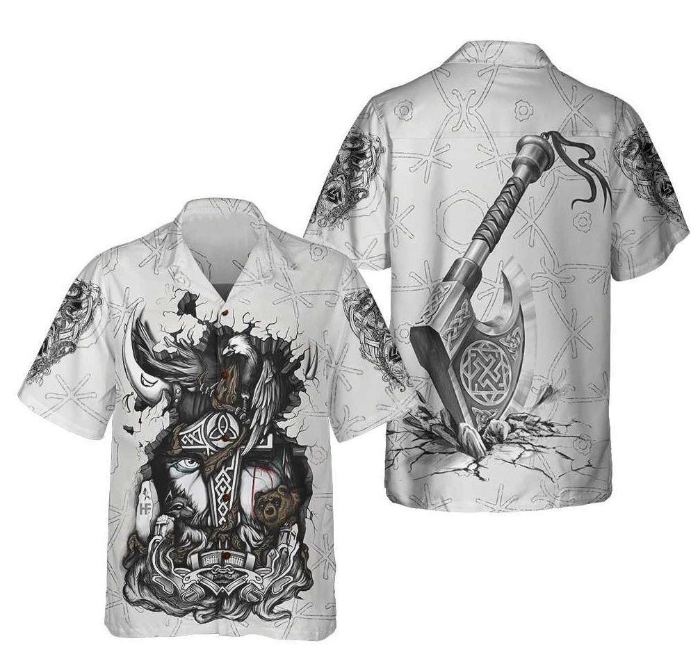 Viking Tattoo Hawaiian Shirt, Viking Odin Shirt For Men And Women
