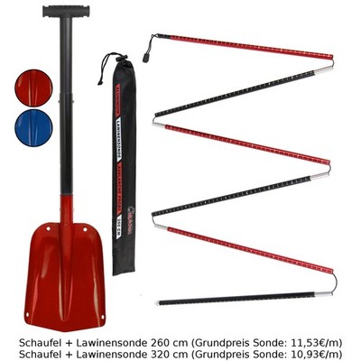 ALPIDEX Lawinensonde 260 cm oder 320 cm und Alu Schneeschaufel im Set 